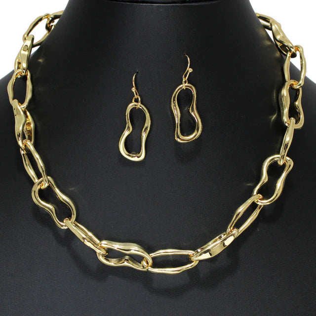 Hammered Chain Metal Necklace, #105954; #105955