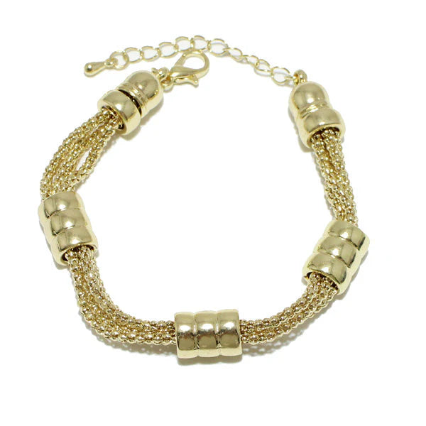 ROUNDED BARREL ACCENT METAL BRACELET